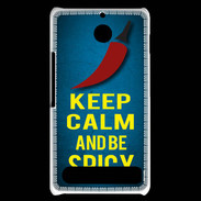 Coque Sony Xperia E1 Keep Calm and Be Spicy Bleu