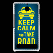 Coque Sony Xperia E1 Keep Calm and Take o road 2 Bleu