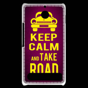 Coque Sony Xperia E1 Keep Calm and Take o road 2 Rose