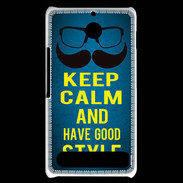 Coque Sony Xperia E1 Keep Calm and Have a good Style Bleu