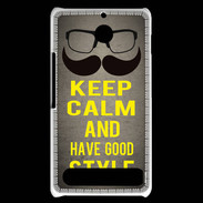 Coque Sony Xperia E1 Keep Calm and Have a good Style Gris