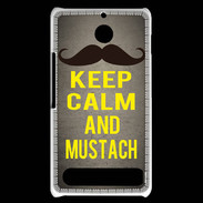Coque Sony Xperia E1 Keep Calm and Mustach Gris