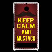 Coque Sony Xperia E1 Keep Calm and Mustach Rouge