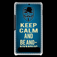 Coque Sony Xperia E1 Keep Calm and Be Anonymous Bleu