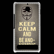 Coque Sony Xperia E1 Keep Calm and Be Anonymous Gris