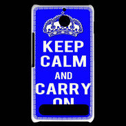 Coque Sony Xperia E1 Keep Calm and Carry on Bleu