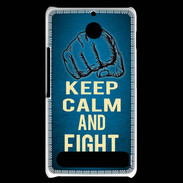 Coque Sony Xperia E1 Keep Calm and Fight Bleu