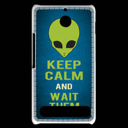 Coque Sony Xperia E1 Keep Calm and Wait Alien Bleu