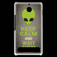 Coque Sony Xperia E1 Keep Calm and Wait Alien Gris
