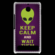Coque Sony Xperia E1 Keep Calm and Wait Alien Violet