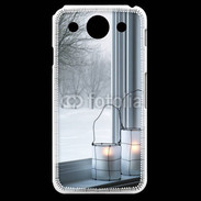 Coque LG G Pro paysage hiver deux lanternes