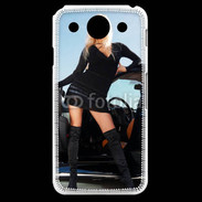 Coque LG G Pro Femme blonde sexy voiture noire