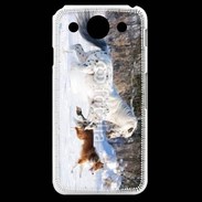 Coque LG G Pro Cheval et chien dans la neige