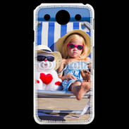 Coque LG G Pro Petite fille avec bonhomme de neige a la plage