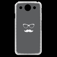 Coque LG G Pro moustache gris & blanc
