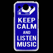 Coque LG G Pro Keep Calm Listen music Bleu