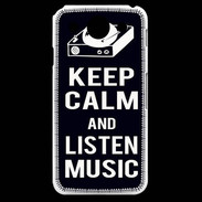 Coque LG G Pro Keep Calm Listen music Noir