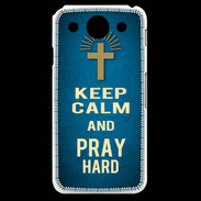 Coque LG G Pro Keep Calm and Pray Christian Bleu