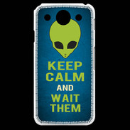 Coque LG G Pro Keep Calm and Wait Alien Bleu