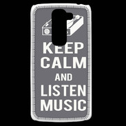 Coque LG G2 Mini Keep Calm Listen music Gris