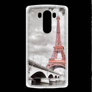 Coque LG G3 Tour Eiffel rouge sur fond en noir et blanc