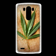 Coque LG G3 Feuille de cannabis sur toile beige