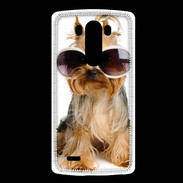 Coque LG G3 Chien Yorkie avec lunette de soleil
