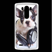 Coque LG G3 Bulldog français avec casque de musique
