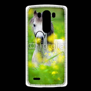 Coque LG G3 Poney Shetland gris et blanc