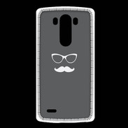 Coque LG G3 moustache gris & blanc