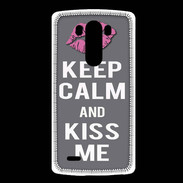 Coque LG G3 Keep Calm Kiss me Gris