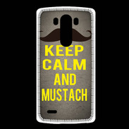 Coque LG G3 Keep Calm and Mustach Gris
