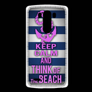 Coque LG G3 Keep Calm and Think Beach Bleu