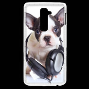 Coque LG G2 Bulldog français avec casque de musique