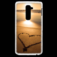 Coque LG G2 Coeur sur la plage avec couché de soleil