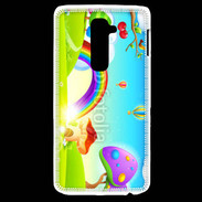 Coque LG G2 Cartoon nature et arc en ciel