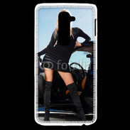 Coque LG G2 Femme blonde sexy voiture noire