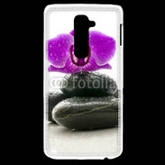 Coque LG G2 Orchidée violette sur galet noir