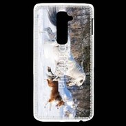 Coque LG G2 Cheval et chien dans la neige