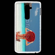 Coque LG G2 Femme assise sur la plage