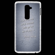 Coque LG G2 Vrai vie Bleu Citation Oscar Wilde