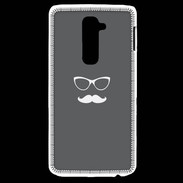 Coque LG G2 moustache gris & blanc