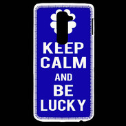 Coque LG G2 Keep Calm Be lucky Bleu
