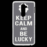 Coque LG G2 Keep Calm Be lucky Gris