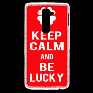 Coque LG G2 Keep Calm Be Lucky Rouge