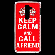 Coque LG G2 Keep Calm Call friend Rouge