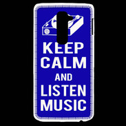 Coque LG G2 Keep Calm Listen music Bleu