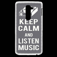 Coque LG G2 Keep Calm Listen music Gris