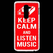 Coque LG G2 Keep Calm Listen music Rouge