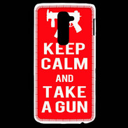 Coque LG G2 Keep Calm Take a gun Rouge